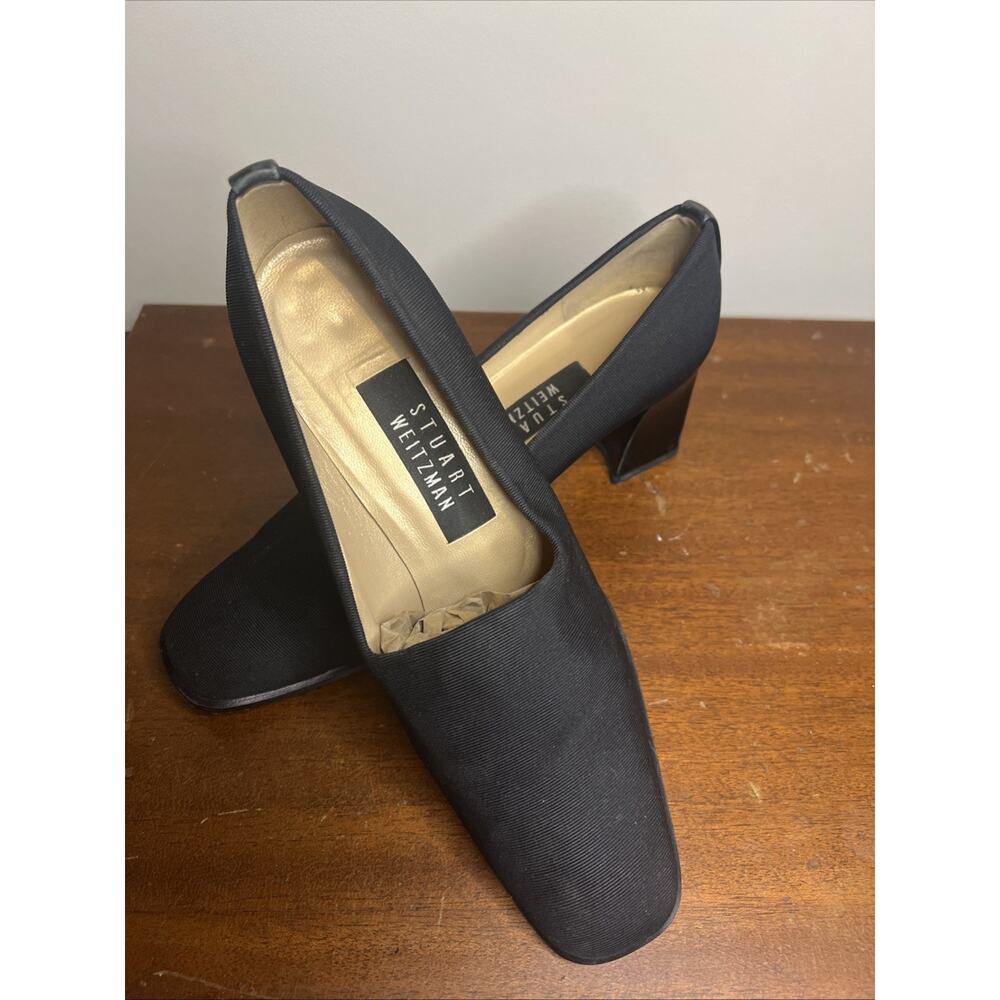 Stuart Whitman Size 8 Stretch 2.5 Heel Black Made In Spain Chunky Heel